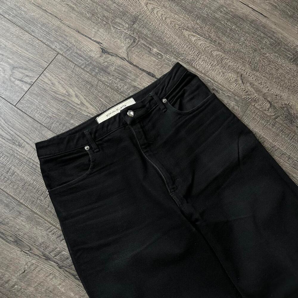 Black Basic Designer Eckhaus Latta Denim Wide Leg… - image 3